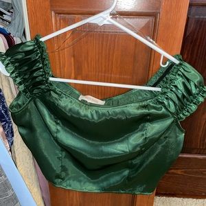 Pacsun satin silky green crop top